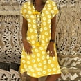 thumbnail image 3 of IROINNID Plus Size Casual Dresses For Women Daisy Printed V-Neck Short Sleeve Loose Knee-Length Dress Summer, 3 of 8
