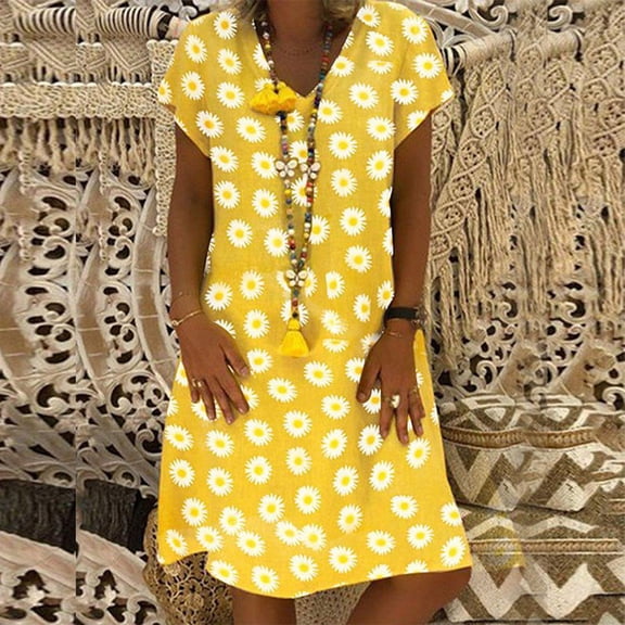 Zorckvet Plus Size Dresses for Women Summer Casual Short Sleeves Mini Dress Sundresses Floral Boho Beach Dresses