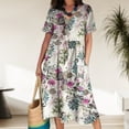 thumbnail image 3 of Vestido Vintage Vestido bohemio de mujer Estilo étnico Algodón Lino Vestido grande con columpio (Púrpura S) Cgtredaw para Mujer Púrpura T 3EG, 3 of 6