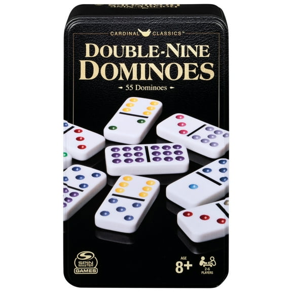 Spin Master Games, Classics Double Nine Dominoes Game Set in Storage Tin, for Ages 8 