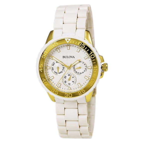 98N102 Women's Sport White Dial White Rubber & Steel Bracelet Watch