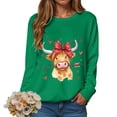 thumbnail image 6 of vigerkar Cow Valentine's Sweatshirt, Pink Heart Cow Sweater, Cute Crewneck Pullover for Women (Green, M), 6 of 9