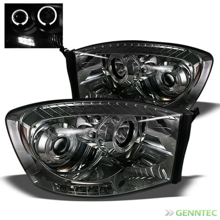 - Smoked 2006-2008 Dodge Ram Twin Halo LED Projector Headlights Smoke Head Lights Lamp Pair Left+Right 2007