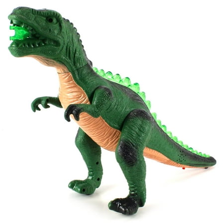 Children's Pretend Play Battery Operated Prehistoric T-Rex Dinosaur Toy Figure w/ Realistic Movement, Lights and Sounds (Colors May Vary)