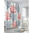 thumbnail image 3 of Fsddascl Red Navy Blue Coral Coastal Shower Curtain Set - 54" x 78" Washable Bathtub Curtain with 12 Hooks, Summer Beach Seaside Nautical Waterproof Fabric Stall Shower Curtains for Bathroom/Bathtub, 3 of 6