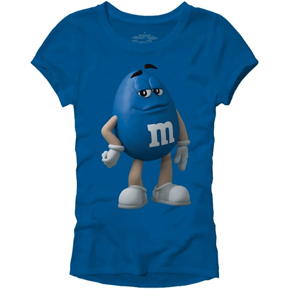 M&M's Candy Character Face Juniors T-Shirt - M - Blue