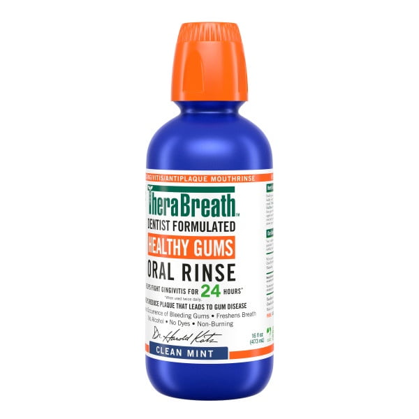 4 Pack - TheraBreath Healthy Gums Mouthwash, Antigingivitis Oral Rinse, Clean Mint, 16 fl oz