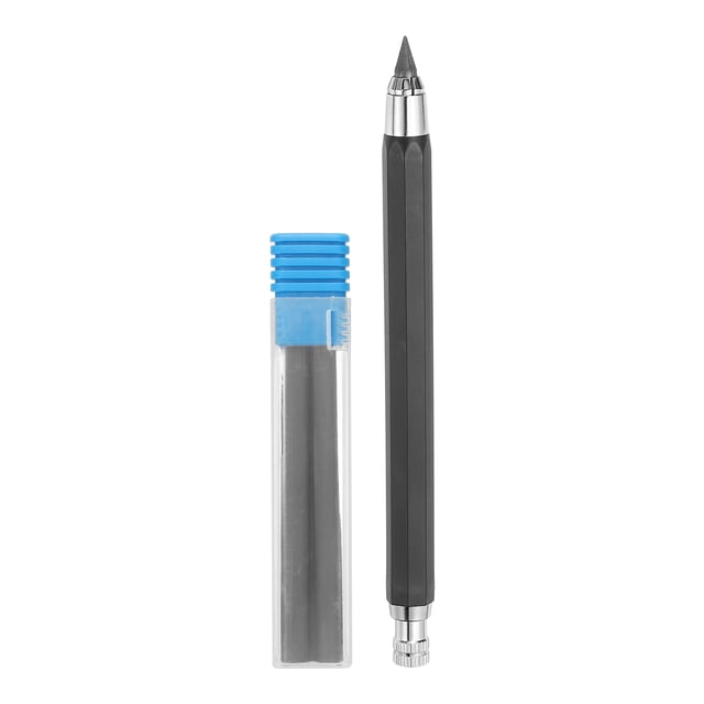 Lápiz mecánico Uxcell de 5.6mm, lápiz marcador de agujero profundo, lápices de construcción de madera de alta resistencia con 4 recargas para arquitecto de lápiz, negro