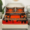 thumbnail image 3 of Erosebridal Football Print Sheet Set Twin,Orange Black Bedding Sets Twin Size,Teenager Bedroom Decor(Cincinnati),3pcs, 3 of 7