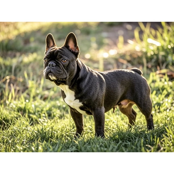 Black French Bulldog 5D Diamond Art DIY Kits Diamond Painting Full Round Drill Rhinestones Crystal by Number Embroidery Arts and Crafts for Living Room Bedroom Home Wall Decor 12x16 inch