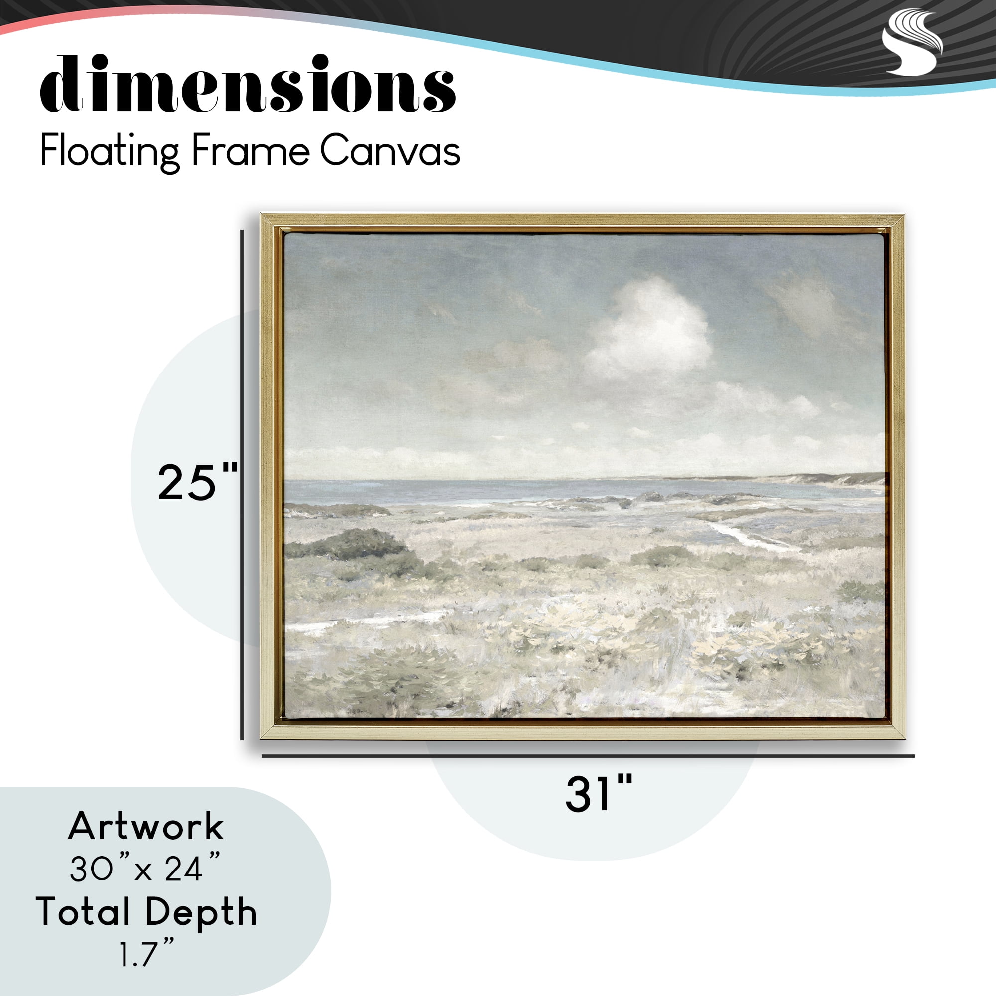 Stupell Industries By The Shore Neutrals Gold Framed Floater Canvas Wall Art, design by Christy McKee