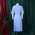 thumbnail image 5 of AURA Womens Summer 2025 V Neck Short Sleeve Pleated Midi Dress High Waist Solid Color Elegant, 5 of 9