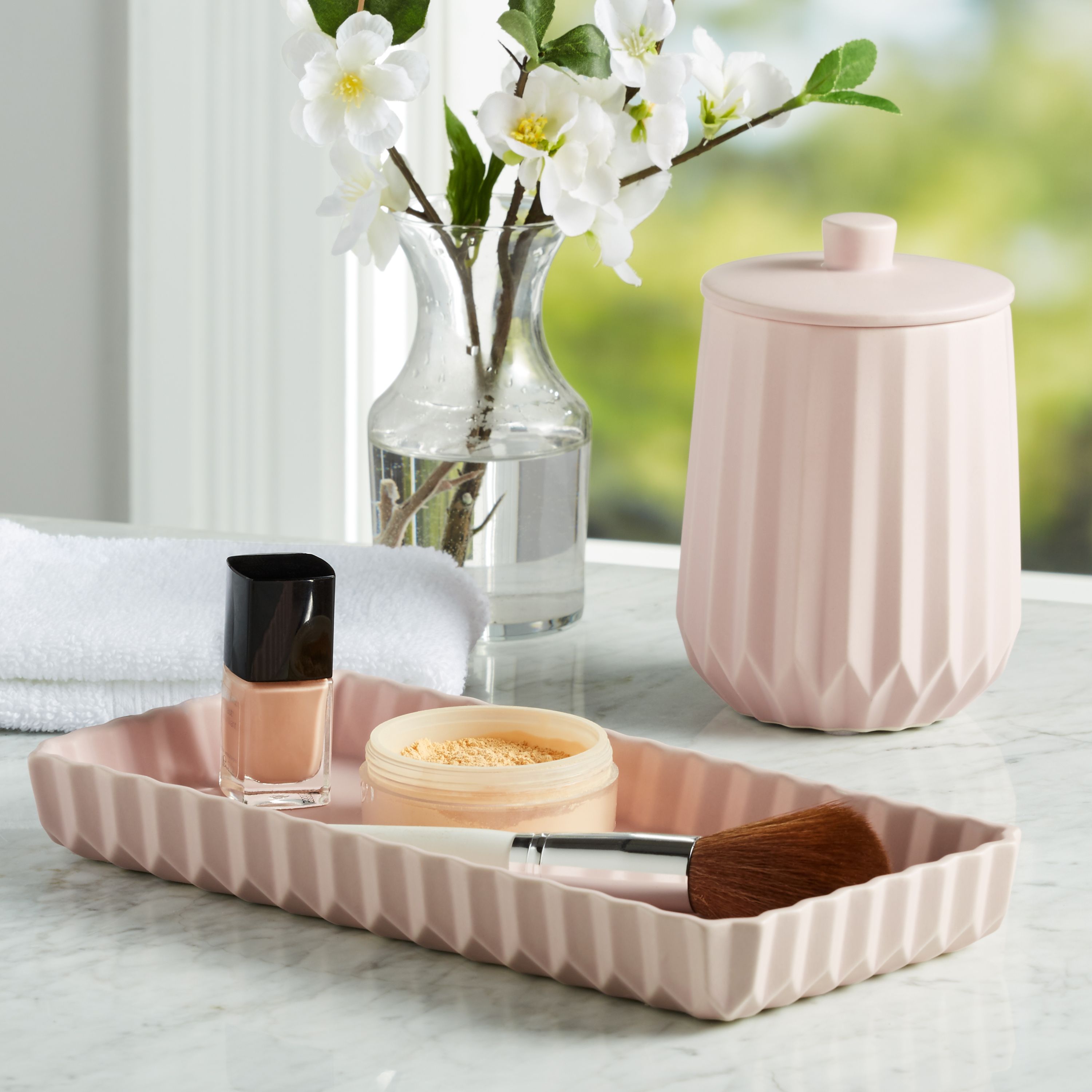 Better Homes & Gardens 2-Piece Matte Ridges Ceramic Bath Accessory Set