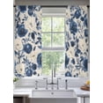 thumbnail image 2 of Navy Blue Beige Peony Sheer Curtains 63 Inch Length 2 Panels Set, Vintage Floral Blossom Botanical Voile Window Treatment Rod Pocket Curtains Sheers Drapes for Bedroom/Living Room/Kitchen 52x"63"x2, 2 of 7