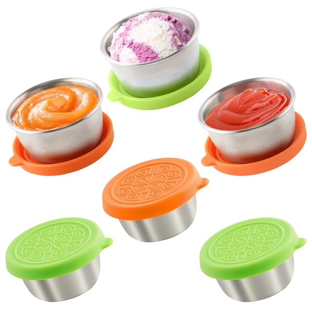 Recipientes para aderezos para ensaladas Qukaka, 50 ml, acero inoxidable, 6 unidades