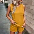 thumbnail image 6 of Hurxie Women's Summer 2 Piece Outfits Sleeveless High Low Spilt Hem Tank Top Biker Shorts Sets Lounge Set Tracksuit Yellow,L, 6 of 7
