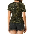 thumbnail image 3 of INSPIRE CHIC Women's Metallic Textured Short Sleeve Shiny Party Tops S Black Gold, 3 of 7