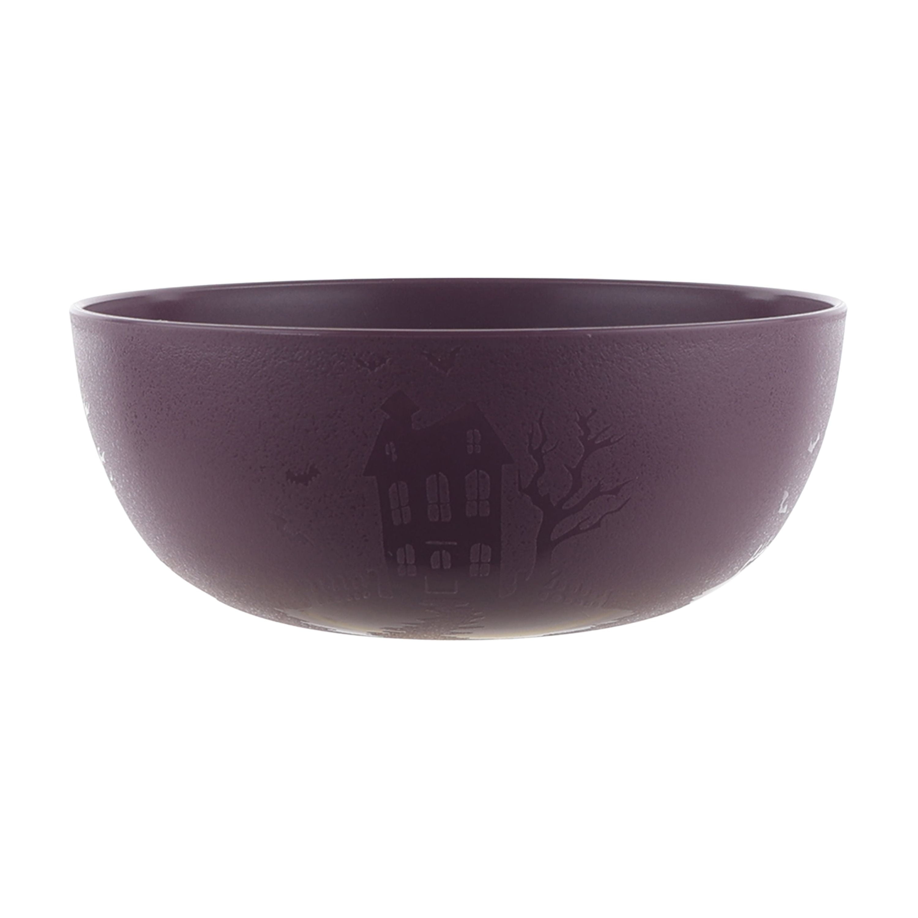 Mainstays 30-Piece Plastic Etched Haunted House Dinnerware Set, Purple