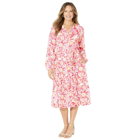 Catherines Women's Plus Size Liz&Me Peasant Wrap Dress