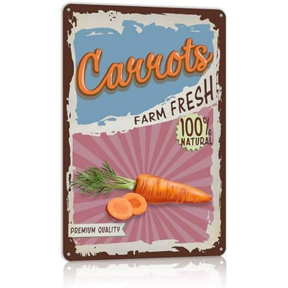 Vegetable Carrot Metal Tin Signs Wall Decor for Kitchen Garden Farm Fresh