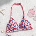thumbnail image 4 of Pandaie Girl's 2 Piece Swimsuits Floral Gingham Halter Triangle Wireless Bikini Bathing Suit Kids Cute Brief Summer Beach Swimwear 7-8 Years Red, 4 of 5