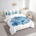 thumbnail image 3 of Feelyou Women Fashion Perfume Comforter Set 7pcs, Blue Groovy Flower King Bedding Sets, 3 of 8