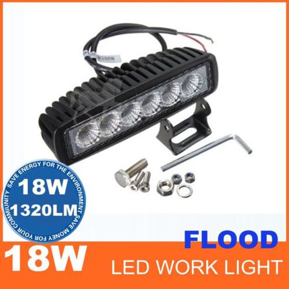 6inch 18W LED Work Light Bar Flood Beam Driving Fog Lamp Single Row For ATV UTE