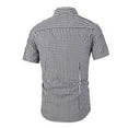 thumbnail image 2 of Mens Button Up Shirt Thin Plaid Turndown Collar Short Sleeve Shirt Slim Fit Dressy Mens Shirt, 2 of 4