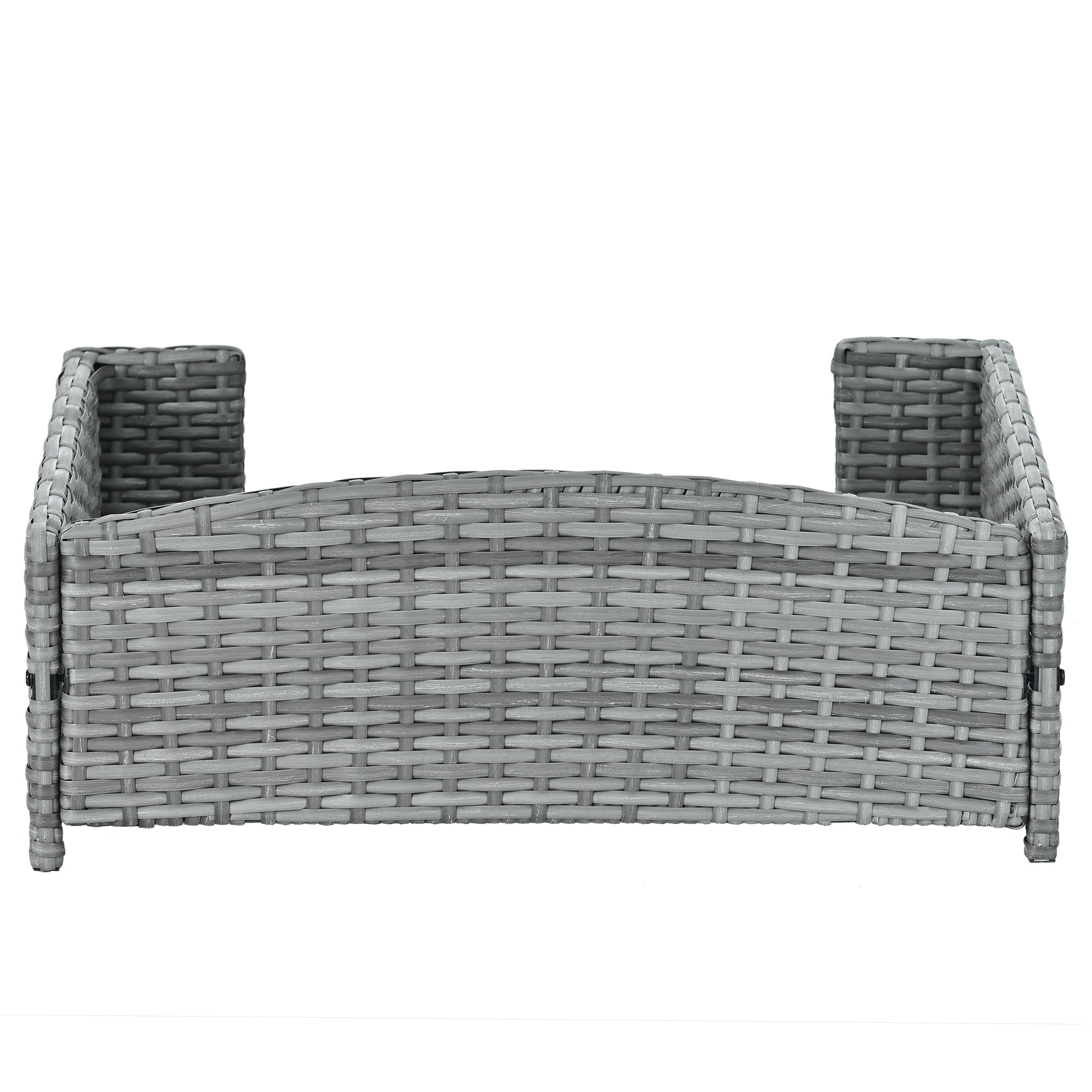 Pefilos 25" PE Wicker Dog Sofa Bed Elevated Raised Rattan Pet Bed for Indoor/Outdoor with Removable Cushion Lounge Curved backrest, Gray Pefilos 25" PE Wicker Dog Sofa Bed Elevated Raised Rattan Pet Bed for Indoor/Outdoor with Removable Cushion Lounge Curved backrest, Gray