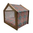 thumbnail image 2 of Mandala Pet House, Culture Inspired Middle Eastern Motifs Checkered Pattern, Outdoor & Indoor Portable Dog Kennel with Pillow and Cover, 5 Sizes, Dark Coral Slate Blue, by Ambesonne, 2 of 5