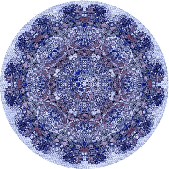 Ahgly Company Machine Washable Indoor Round Transitional Deep Periwinkle Purple Area Rugs, 8' Round