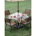 thumbnail image 4 of Outdoor Tablecloth with Umbrella Hole for Patio/Picnic/Party/Camping, Red Poppy Flowers Waterproof Table Cloth Square Cover Washable, Spring Modern Abstract Floral Wood (60"x 60"), 4 of 8