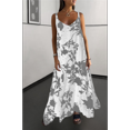 thumbnail image 4 of Vestido Maxi de Verano para Mujer, Sin Mangas, con Tirantes Finos y Cuello en V, Estilo Bohemio, Floral, para Vacaciones, Gris, Talla XL, 4 of 10