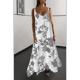 thumbnail image 4 of Vestido Maxi de Verano para Mujer, Sin Mangas, con Tirantes Finos y Cuello en V, Estilo Bohemio, Floral, para Vacaciones, Gris, Talla XL, 4 of 10