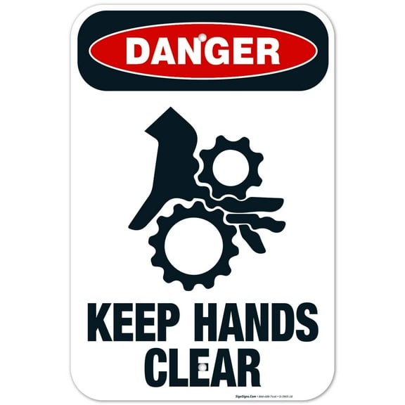Keep Hands Clear Sign, OSHA Danger Sign, (SI-3905) 12x18 Aluminum