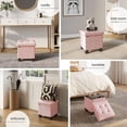 thumbnail image 4 of Hearth & Harbor Ottoman Storage Bench, Faux Leather 15" Foot Stool Ottoman With Storage, Pink, 4 of 8