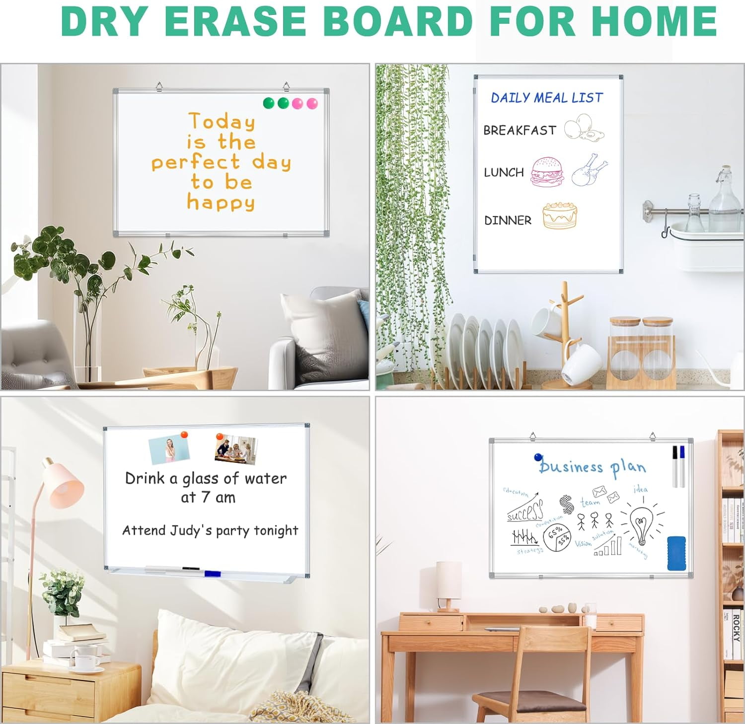 3' x 2' Magnetic Whiteboard Large Dry Erase White Board 36x24 Aluminum Presentation Whiteboard with Long Pen Tray 6 Markers 2 Erasers 12 Magnets