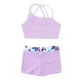 thumbnail image 4 of Manyakai Kids Girls 2 Piece Athletic Swimsuit Bathing Suit Crop Tank Top with Shorts Tankini Swimwear Lavender 10, 4 of 5