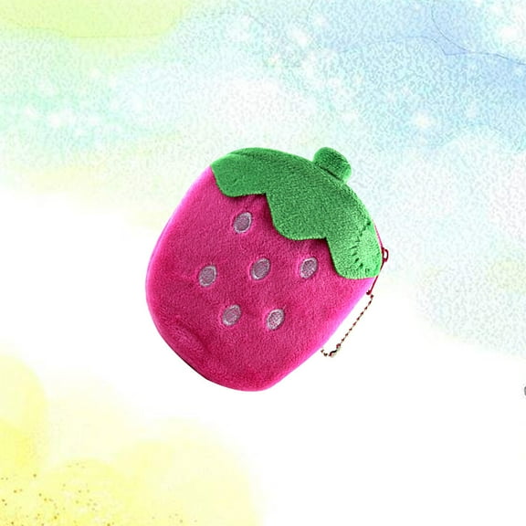 WHAMVOX Coin Purse Fruit Strawberry Plush Wallet Pocket Mini Pouch Purse (Pink)