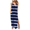 thumbnail image 1 of Fankiway Robe d'Été Décontractée Sans Manches à Col en V Fendue Ample Robe Longue de Plage avec Poche Robes de Plage pour Femmes Grande Taille, 1 of 5