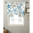 thumbnail image 2 of Marine Coral Shell StarBlue Series Window Curtains Tie Up Curtains for Kitchen Living Room Adjustable Rod Pocket Valances, 2 of 5