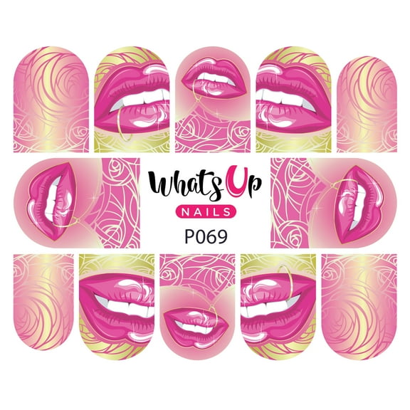 Whats Up Nails P069 Gimmie a Kiss Water Decal Sliders for Nail Art Design