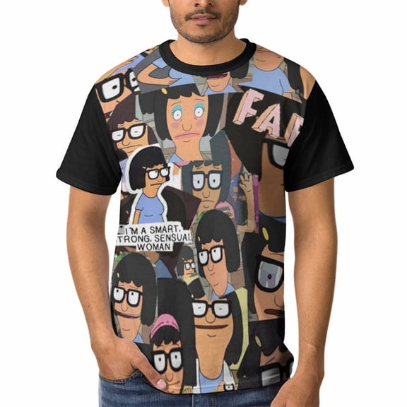 Bob's Burgers Tina Mens T-Shirt Short-Sleeved Shirts Round Neck Summer Tees Blouse for Outdoor S