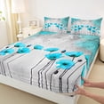 thumbnail image 3 of Homewish Boys Girls Teal Flowers Full Size Sheets 4-Piece,Abstract Vintage Breathable Bed Sheets,Spring Garden Lightweight Sheet Sets,Microfiber Bedroom Decor, 3 of 7