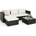 thumbnail image 2 of Costway 5PCS Patio Rattan Furniture Set Sectional Conversation Sofa w/ Table Off White, 2 of 10
