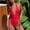 B_ Red, variant on UTSJKR Women's One Piece Swimsuits Tummy Control Bathing Suits Slimming Swimsuit V Neck Swimwear Monokini Wine 8-10