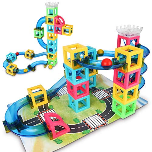 Gamenote Marble Run Set - 32 piezas de juguete de aprendizaje STEM para niños, juego de carreras de laberinto de construcción educativa (incluye bolsa de almacenamiento y guía) Gamenote 664271868983