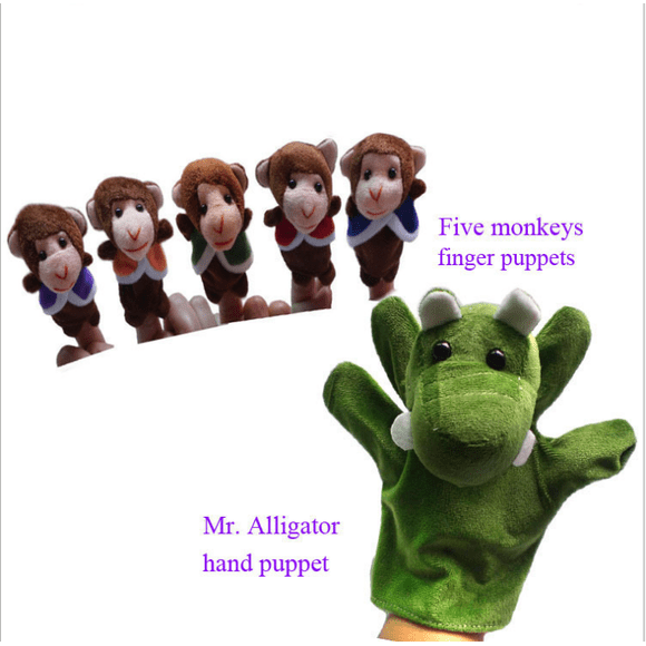 Story Tme Animal Finger Puppets Set - 6 Piece Five Little Monkeys Setting in a Tree Educational Toys(Random Typle)