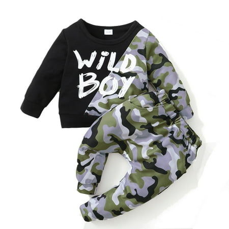 

SYNPOS Toddler Little Kids Daddy Boy Camo Crewneck Sweatshirt Sweatpants Outfits