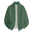 thumbnail image 4 of Fgnfyis Mens Winter Jacket Winter Solid Color Rib Knit Double Zipper Casual Jacket Without Hood Textured for Everyday Wear Coats for Men Dark Green M, 4 of 4